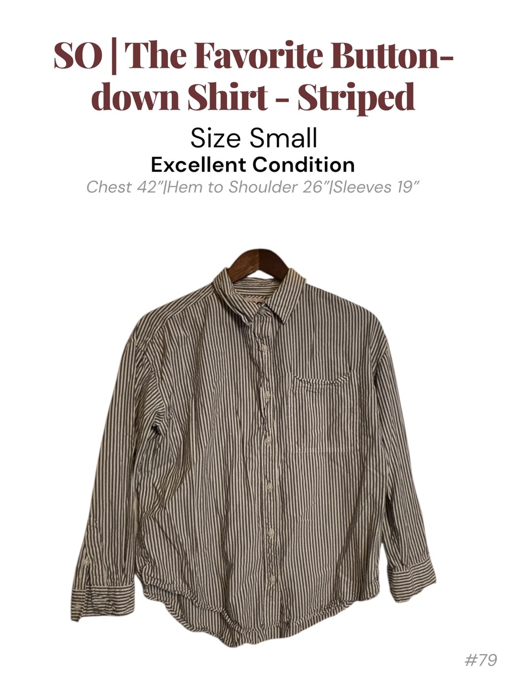 SO Striped Button-Down Shirt | Classic Casual Collared Top Size Small